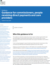 Guidance for commissioners, people receiving direct payments and care providers [updated 10th July 2020]
